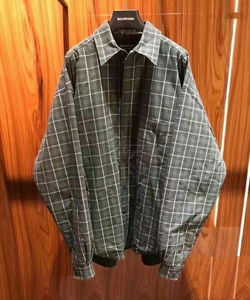 Balenciaga/巴黎世家 秋冬新款 军绿色格纹格子 棉服外套