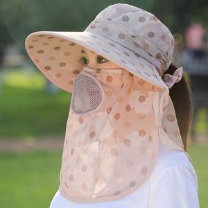 遮阳帽夏季采茶防晒帽遮脸护颈面罩太阳冒子骑车下地干活女款透气