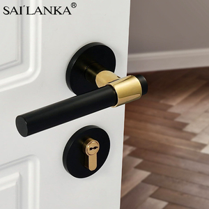 赛兰卡黄铜黑金色轻奢房门锁静音磁吸室内现代简约时尚木门卧室锁
