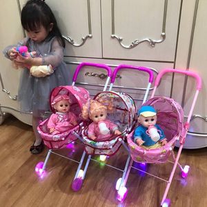 儿童玩家家玩具儿童玩具推车带娃娃发光声女童女孩过家家玩具手推
