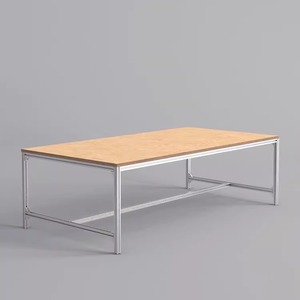 现在简约铝型材实木餐桌海洋板桌椅组合简约长方形大板会议桌饭桌