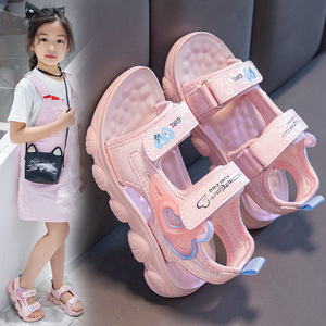 回力儿童凉鞋女童2023夏季新款女孩公主粉色透气中大童学生沙滩鞋