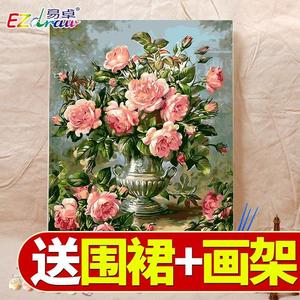 diy数字油画水彩涂色填充减压挂画手工填色画手绘客厅装饰油彩画