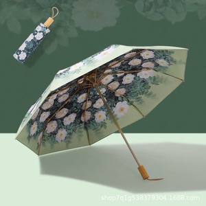 包邮宝丽姿黑胶双层太阳伞折叠防晒遮阳伞女神创意复古晴雨两用伞