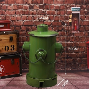 复古铁艺工业风创意个性消防栓大号带盖脚踩金属垃圾桶客厅户外筒