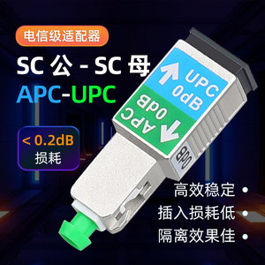 光纤衰减器SC/APC公转SC/UPC母光纤转换适配器阴阳连接器APC转UPC猫棒转接器路由器转接器光模块连接器