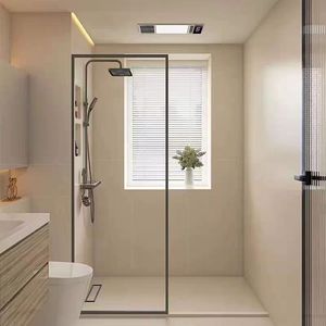 极窄淋浴房卫浴铁艺不锈钢玻璃隔断门卫生间干湿分离浴室隔断屏风