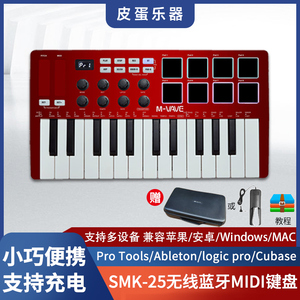 SMK25蓝牙迷你便携编曲midi键盘专业电子音乐制作设备打击垫入门