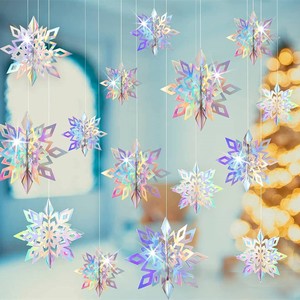 圣诞节大小立体白色雪花片挂件装饰品 国庆节商场橱窗六件套挂饰