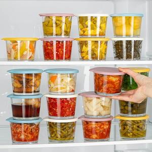 日本玻璃保鲜密封罐带盖食品级咸菜收纳盒冰箱冷藏腌菜小菜储物罐
