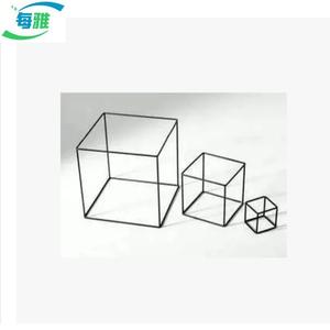 丝几铁何立方体正方体形 简约软装装饰品摆件中式方形框架铁艺
