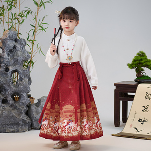 马面裙女童新款夏装中国风高端半身裙古风中式日常可穿改良汉服裙