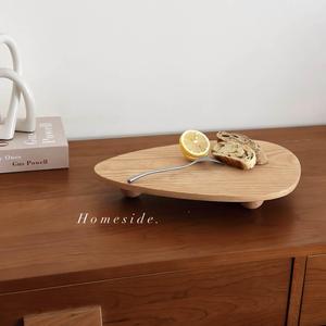 Homeside实木托盘ins北欧榉木面包餐盘圆球高脚木质香薰盘收纳盘