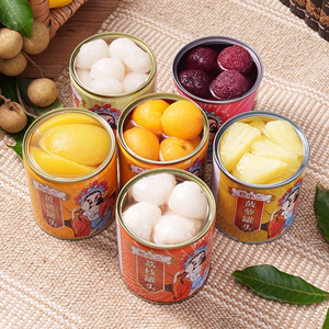 巴小二新鲜水果罐头混合装正品整箱黄桃枇杷荔枝龙眼水果罐头商用