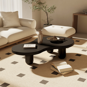 奶油风客厅家用小户型茶几圆角实木异形白色现代简约新款沙发矮桌
