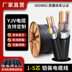 国标YJV22电缆线纯铜低压0.6/1KV铠装2/3/4/5芯6-400平方电力地埋