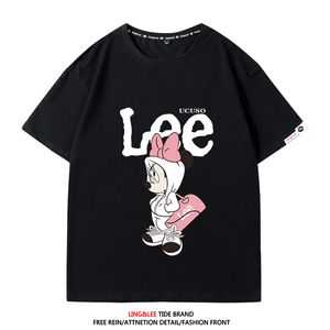 夏季Lee XUSS米老鼠联名t恤男大码纯棉米奇潮牌高端情侣短袖夏装
