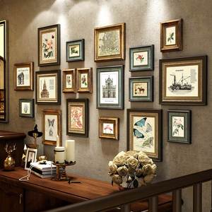 欧式奢华复古实木照片墙挂墙美式相框墙客厅沙发背景墙创意组合画