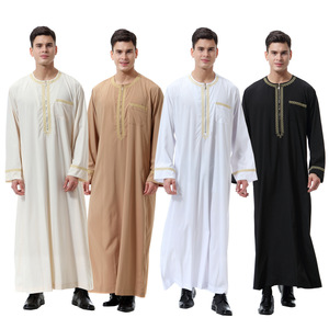 2023新款穆斯林中东阿拉伯迪拜马来西亚男士宽松长袍拉链衬衫男