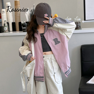 韩国ROSINIER女童棒球服外套春秋季2024新款洋气早春衣服大儿童装