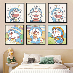 儿童房哆啦A梦装饰画卡通动漫小叮当男孩女孩卧室房间床头挂画