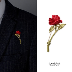 胸针男款红玫瑰士高档西服胸花设计感小众高级感冷淡风别针配饰