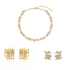 boonee原创设计闪耀高级感镶钻编织宝石项链女2024肌理金属锁骨链