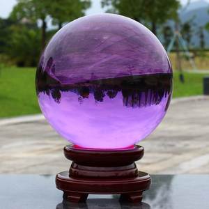 超特大号人造水晶球黄紫白透明色玻璃球摆件酒店大堂前台佛堂摆放