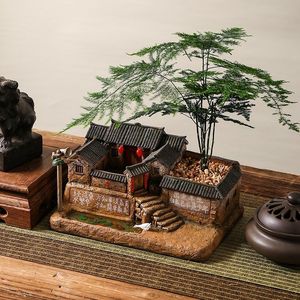 文竹盆景植物客厅桌面小盆栽微景观造景绿植办公桌老房子模型摆件