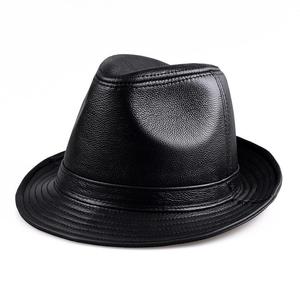 真皮牛皮羊皮爵士帽男绅士礼帽休闲中老年人英伦爸爸牛仔老头帽子