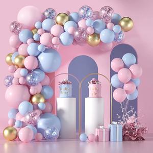 周年庆马卡龙蓝色 粉色气球链拱门套装 店庆气球套餐派对布置装饰