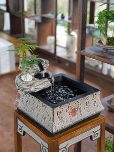 汉韵堂中式桌面流水摆件创意办公室书架茶台室内小型喷泉装饰景观
