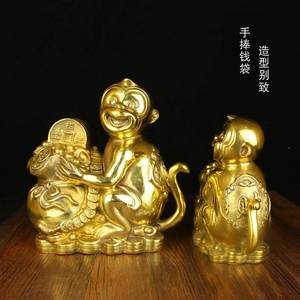 铜猴子摆件铜猴十二生肖猴摆设黄铜猴铜器装饰品家居工艺品礼品纯