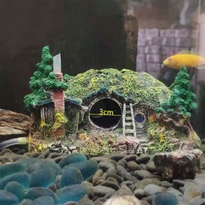 鱼缸造景假山石头水草仿真装饰拱桥小型鱼缸房子树摆件洞穴躲避屋