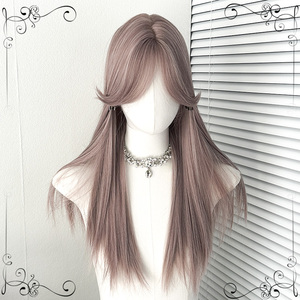 【初兰】紫色假发女长发自然仿真发全头套时尚甜美显白中分长直发