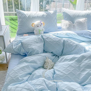 Cotton Bed sheets set duvet quilt cover pillow cases 四件套