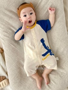 全棉时代官方正品婴儿衣服男宝宝短袖连体衣夏季薄款半袖卡通可爱