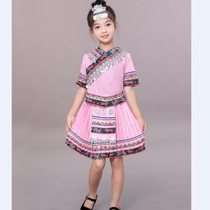 六一儿童苗族广西三月三壮族服装侗族少数民族瑶族竹竿舞演出服装