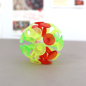 发光吸盘球解压粘粘球儿童互动抛接球玩具幼儿园英语教具可吸卡片