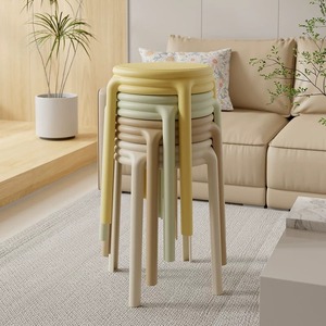 凳子家用加厚塑料板凳现代简约独凳可叠放高圆凳餐桌椅子特厚胶凳