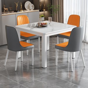 正方形餐桌椅组合家用2人小户型吃饭桌子钢化玻璃四方桌简易出租