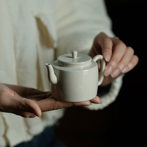 观策器隐草木灰茶壶茶杯复古单壶迷你茶壶家用陶瓷泡茶壶功夫茶具