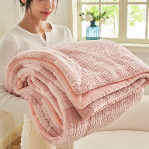 冬季加厚珊瑚牛奶绒毛毯子午睡办公室航空调盖毯獭兔绒沙发小被子