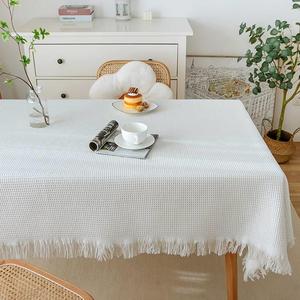 棉麻桌布长方形化妆台布北欧ins白色拍照高级感茶几桌布2023新款