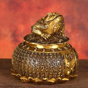 纯铜聚宝盆香炉摆件五路财神存钱罐家居装饰品龙头貔貅金狮四神兽