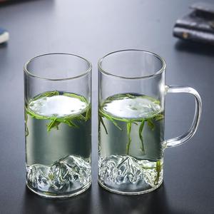 耐热玻璃单层杯 竹叶青绿茶冲泡杯山峦杯耐热单层杯观山泡茶杯