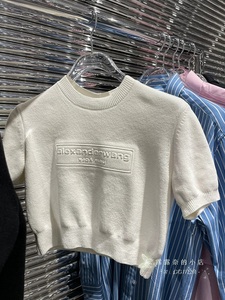 Alexander Wang/亚历山大王 24新款浮雕字母针织毛衣女士短袖T恤