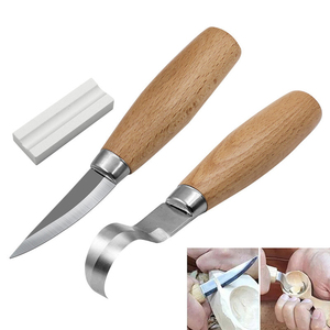 不锈铁雕刻刀榉木柄弯刀直刀削木刀刮木刀勺子刀木工雕刻刀具套装
