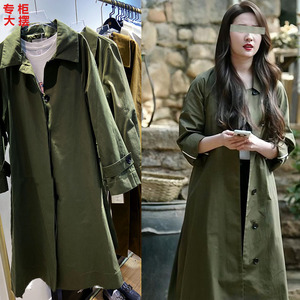 去有风的地方刘亦菲同款大衣韩版气质中长款时尚军绿色风衣外套女