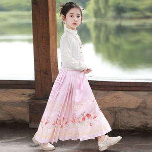 马面裙女童夏款日常明制中国风薄款汉服改版两件套儿童唐装夏秋季